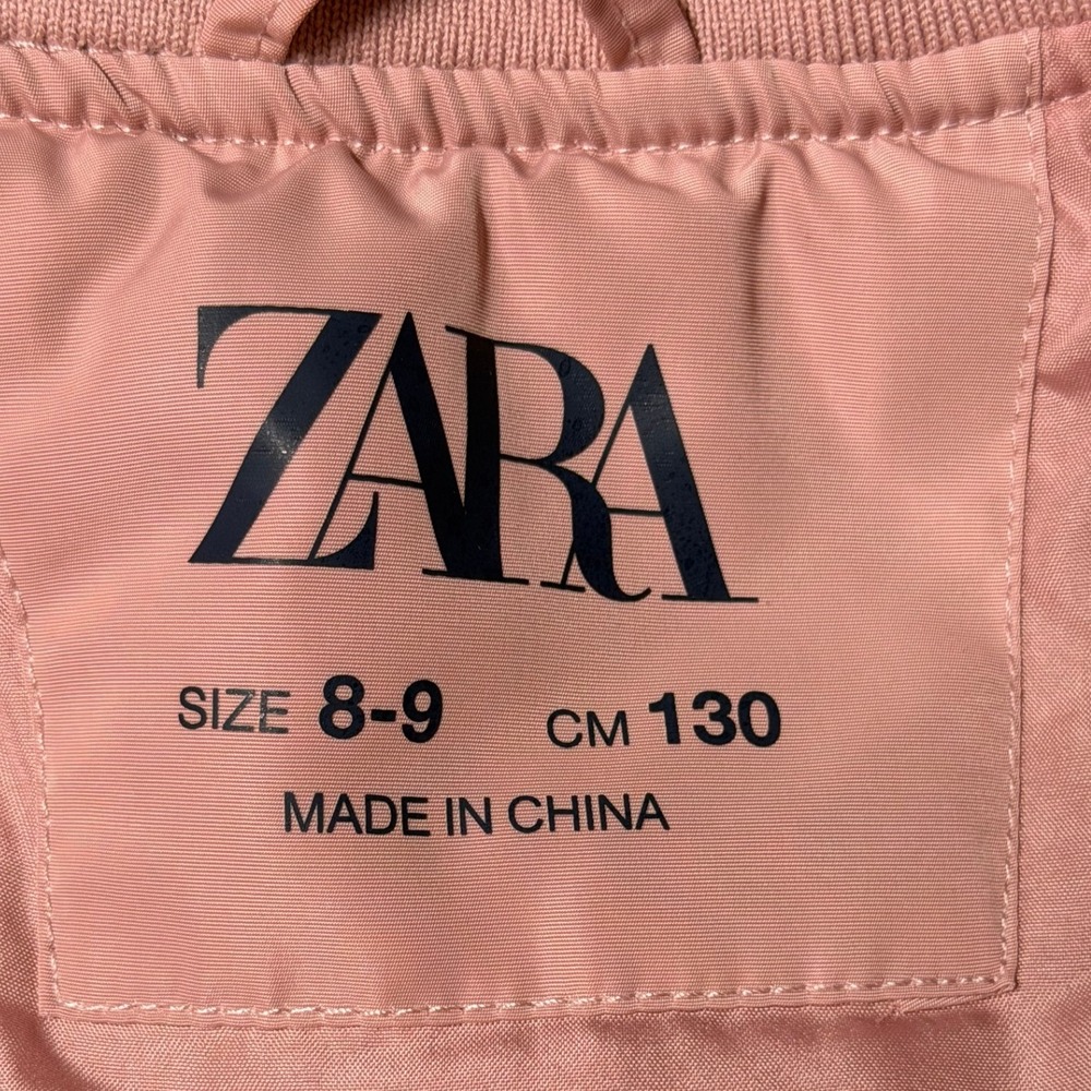 Zara Kids‎ Bomber Jacket Size 8-9 Years Old Pink Zip Up Girls Coat - Picture 4 of 7